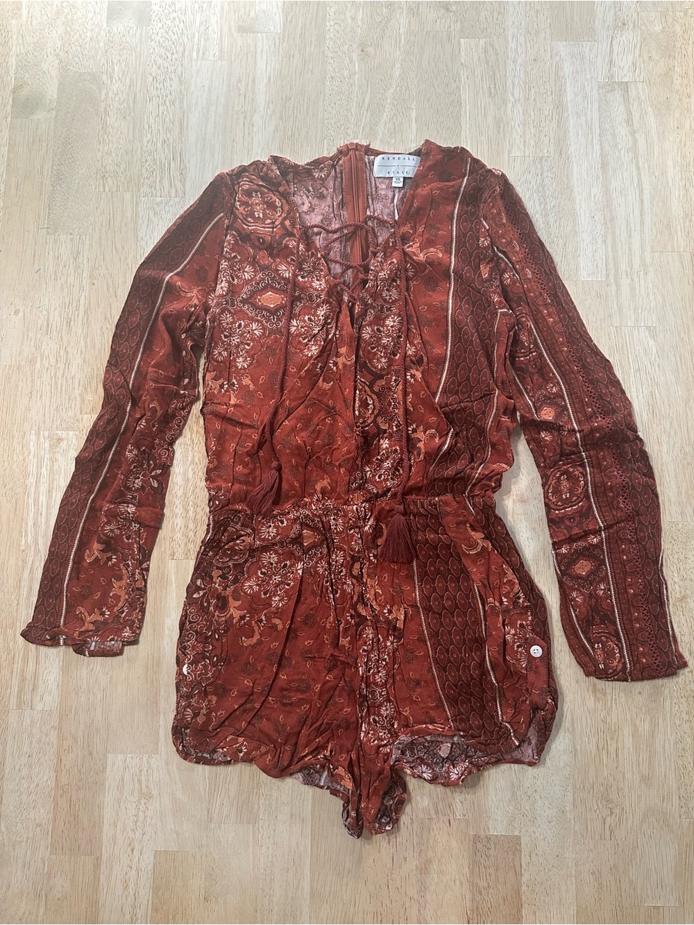 PacSun Rust Floral Long-Sleeve Romper
